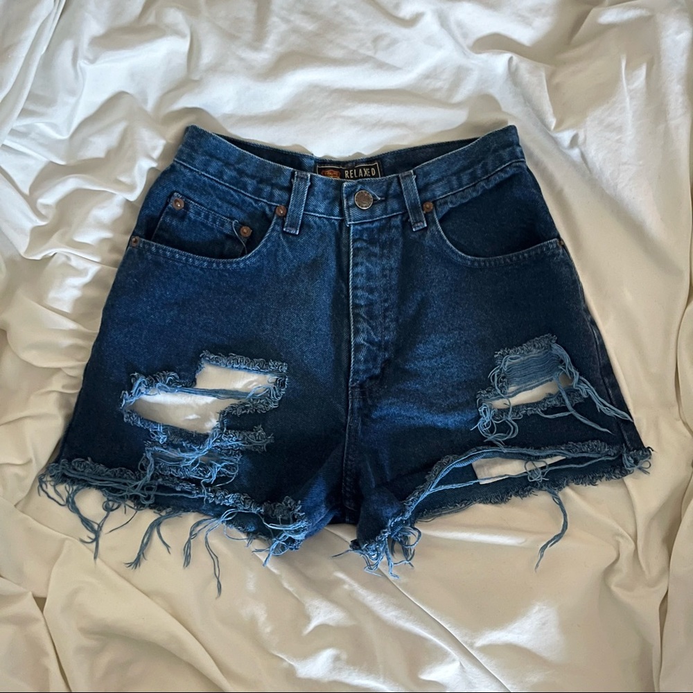 Vintage Route 66 Cut Off Denim Shorts